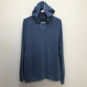 Attention Hoodie Mens XL Blue Waffle Weave Long Sleeve Cotton Hooded Pul…